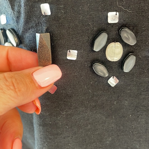 OSCAR de la RENTA linen beaded waist black shift dress sleeveless lined size 14 - Picture 5 of 13